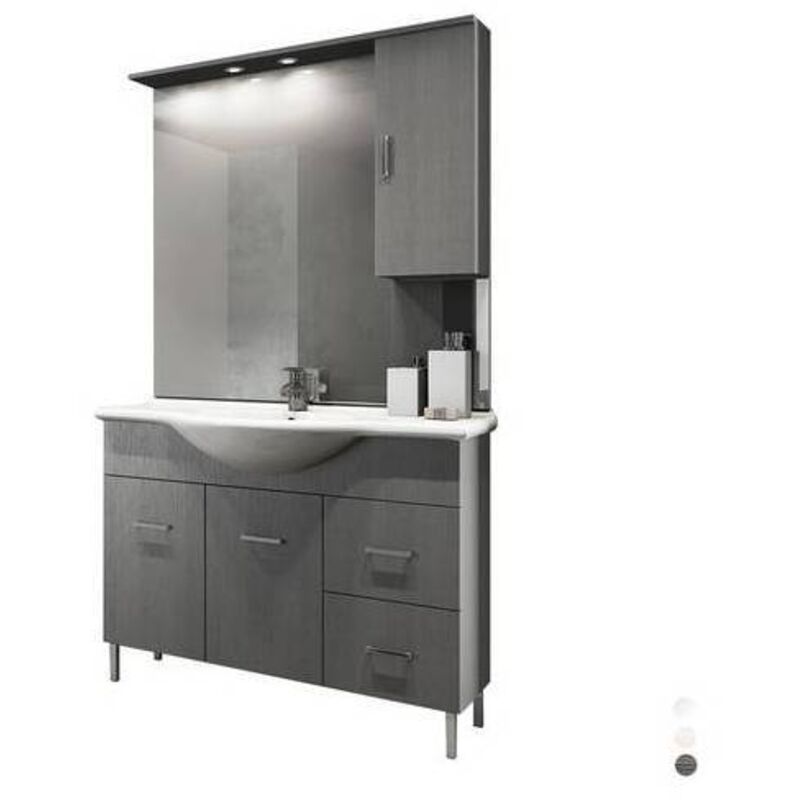 foto del prodotto mobile bagno venice cm 105 con lavabo e specchio misura larice grigio