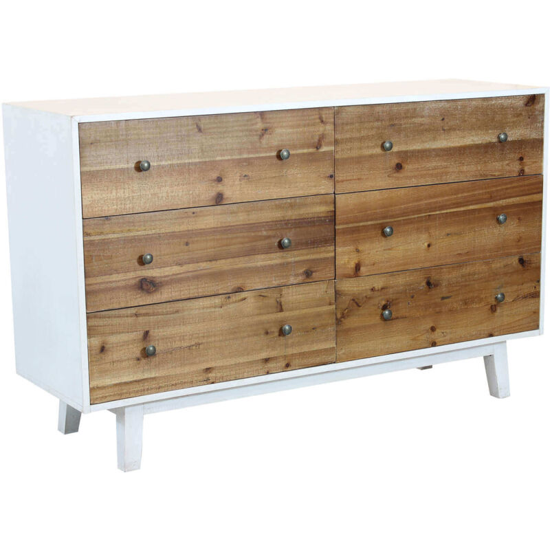 foto del prodotto mobile baldric in legno bianco con 6 cassetti marroni 146 x 45 x h90 cm