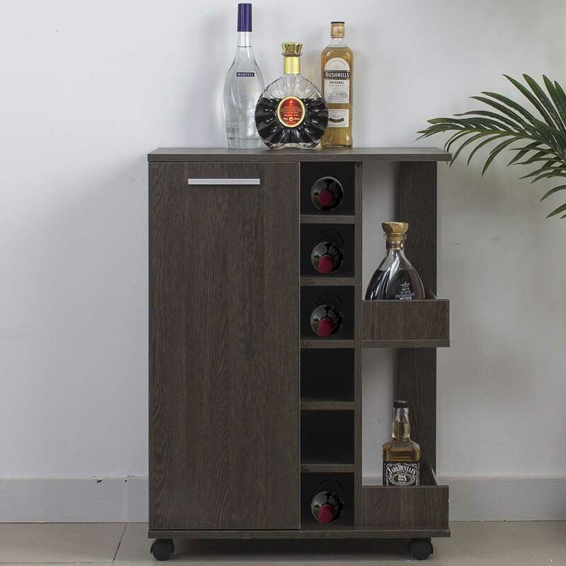 foto del prodotto mobile bar cantinetta bottiglie vino legno cantina 6 posti porta calici amaretto