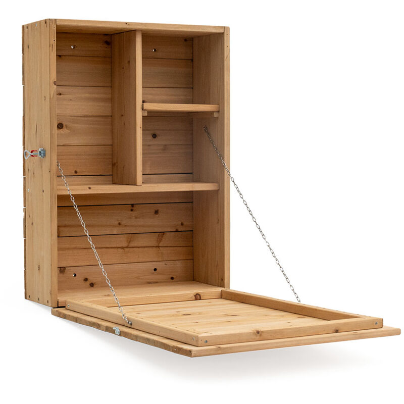 foto del prodotto mobile bar da parete con tavolo gardiun cheers 52x22x77,5 cm armadio in legno con ripiani anta frontale convertibile in tavolo