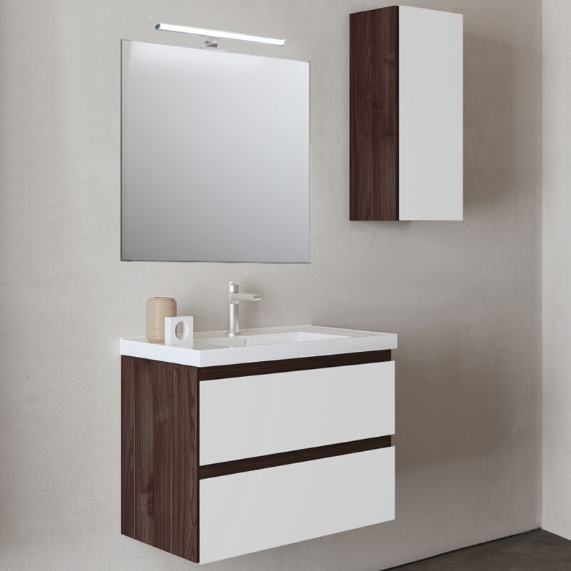 immagine 0 del prodotto mobile base 62 cm sospeso con 2 cassetti lavabo grace4 olmo caffe bianco lucido