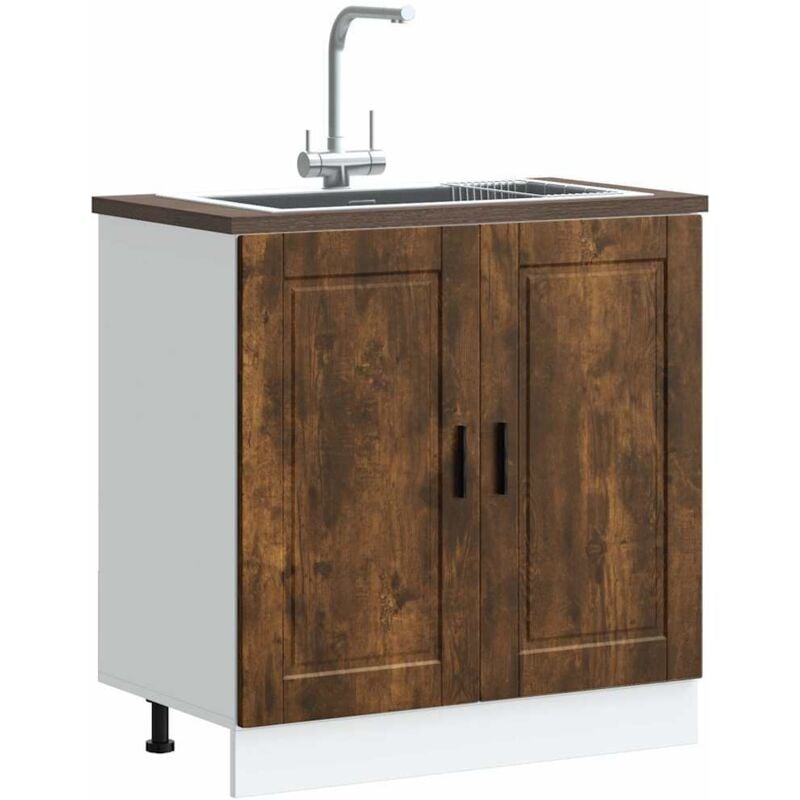 foto del prodotto mobile base lavello porto rovere fumo 80x46x81,5 cm truciolato vidaxl