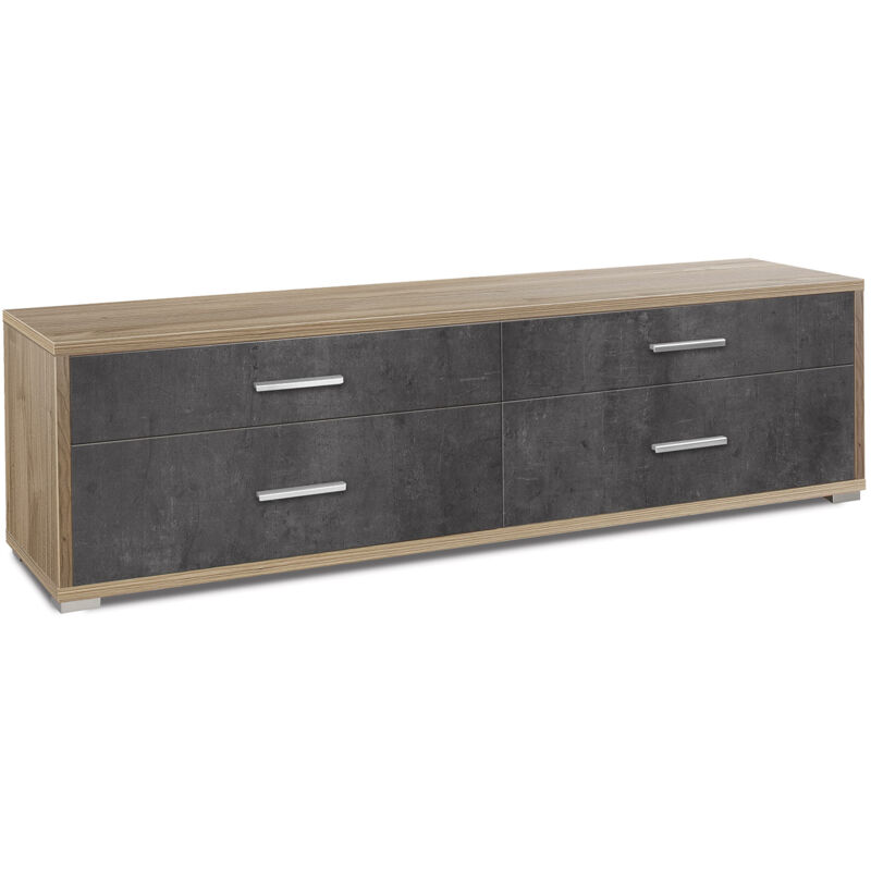 foto del prodotto mobile basso 4 cassetti 179x50x47 cm noce stelvio ossido nero