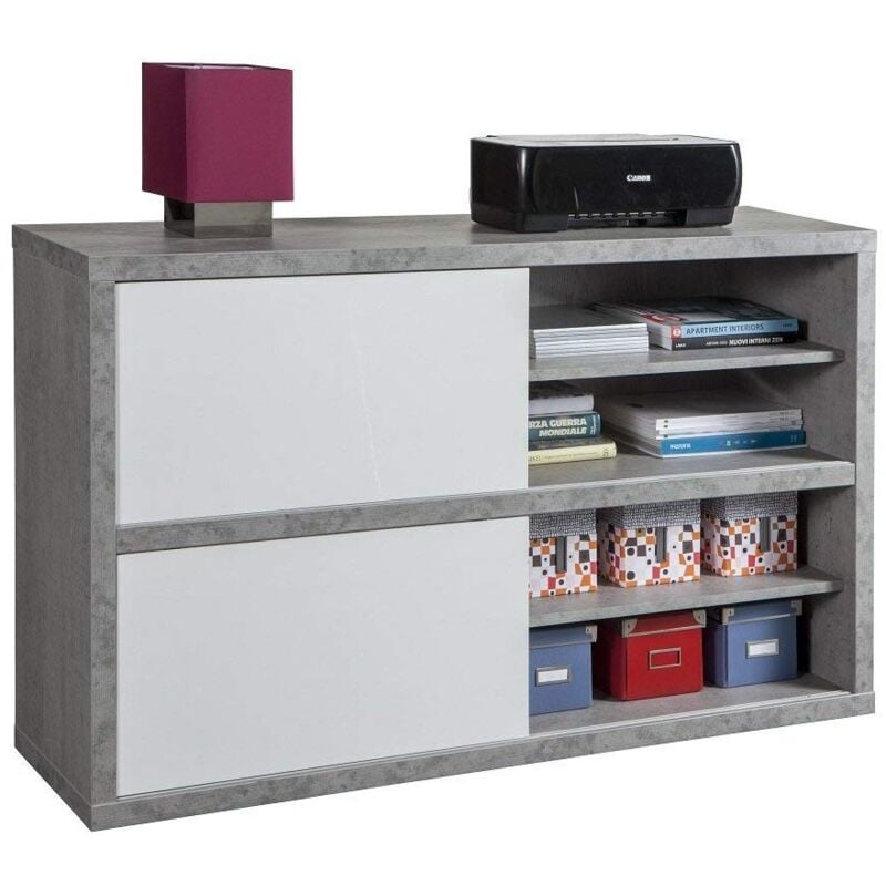 foto del prodotto mobile basso ante scorrevoli ufficio multiuso ripiani moderno soggiorno console