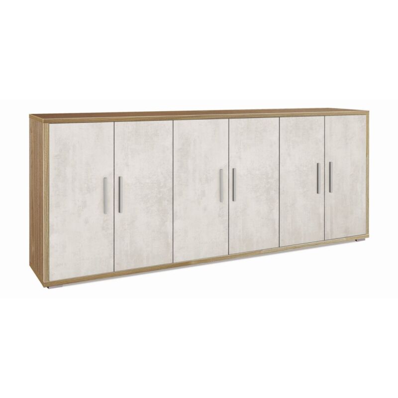 foto del prodotto mobile basso armadio noce bianco tv moderno credenza 6 ante 200 cm legno