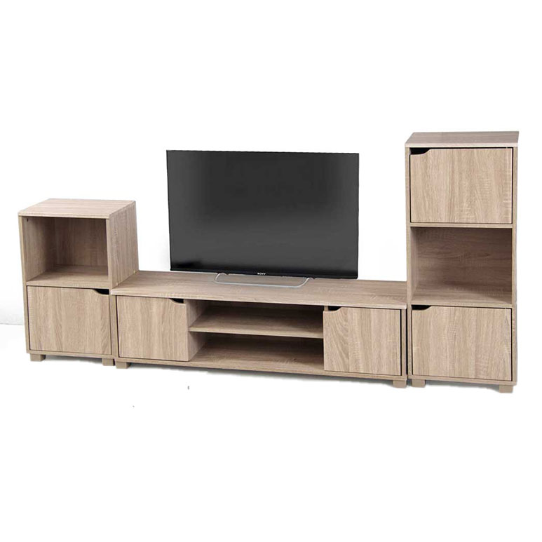 foto del prodotto mobile basso porta tv componibile rovere sbiancato cm 200 x 33 x 94 h