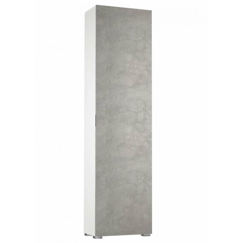 foto del prodotto mobile bianco con anta cemento e 7 ripiani 50x30x182 cm terraneo
