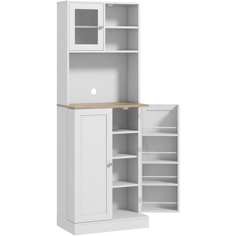 foto del prodotto mobile buffet da cucina porta microonde con ripiani e portaspezie bianco homcom