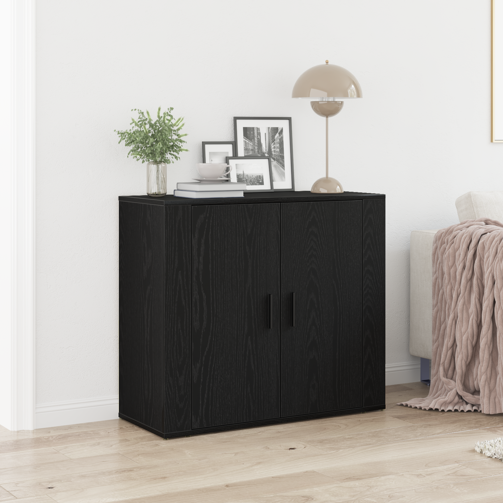foto del prodotto mobile buffet rovere nero 80 x 33 x 70 cm legno multistrato vidaxl