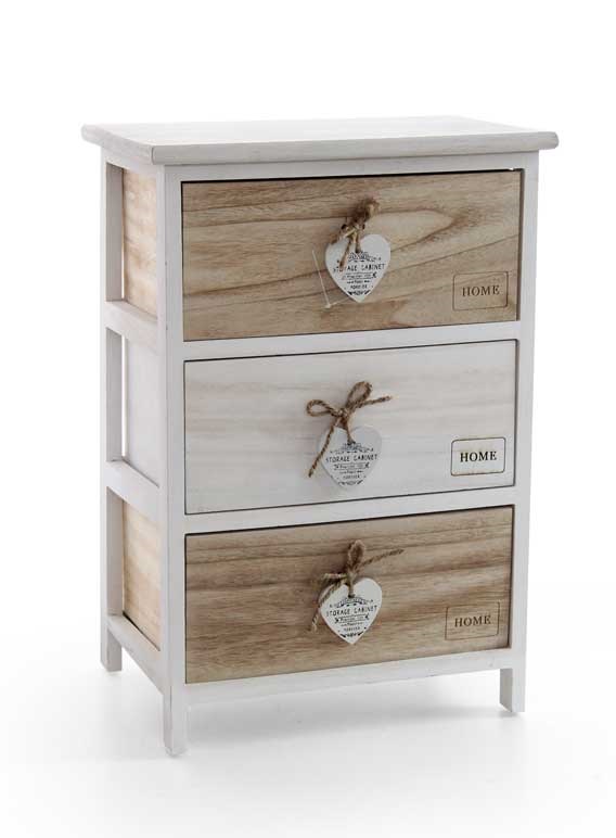 foto del prodotto mobile cassettiera bianca shabby legno bicolore