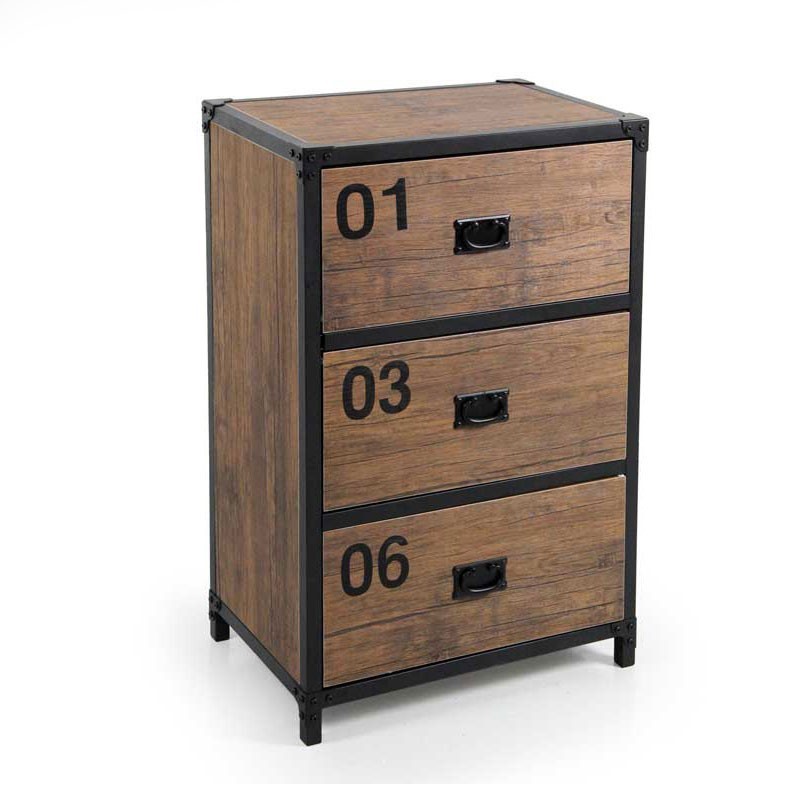 foto del prodotto mobile cassettiera urban industrial legno metallo cm 59 x 39 x 89 h