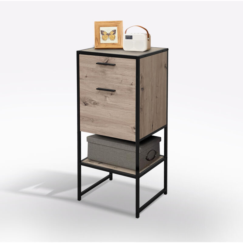 foto del prodotto mobile cm 40x33 h. 91 rovere nodato e metallo nero