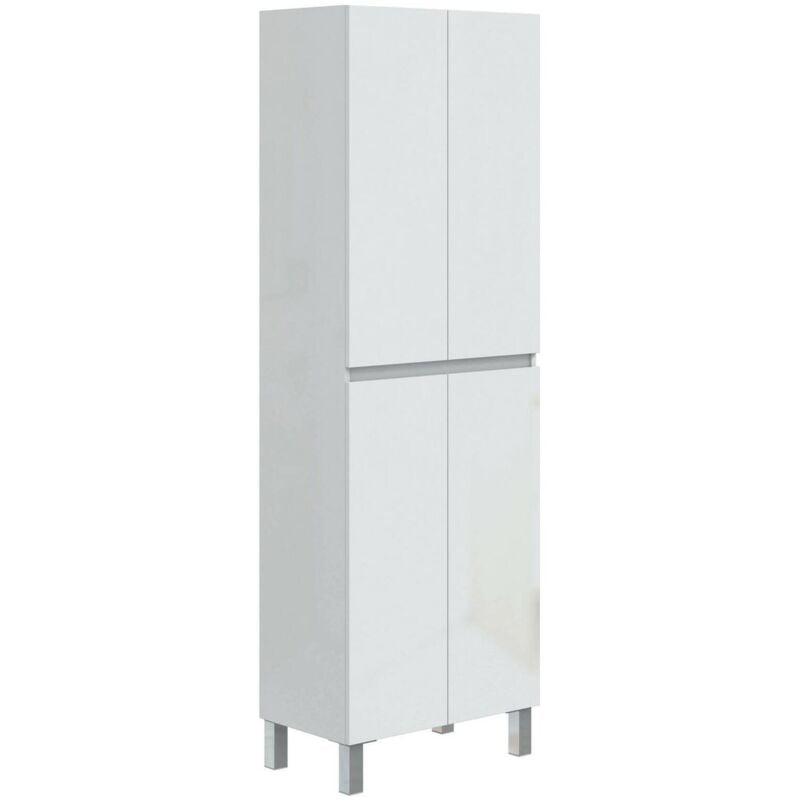 foto del prodotto mobile colonna fabian, pensile bagno o cucina, armadio alto multifunzione, mobiletto multiuso, 60x35 h182 cm, bianco lucido