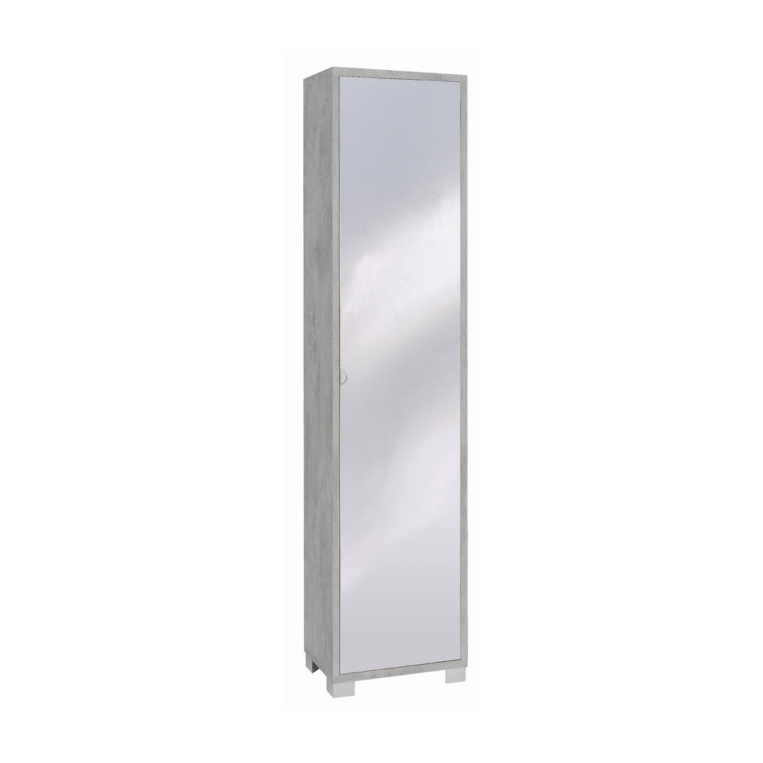 foto del prodotto mobile colonna portaoggetti con 1 anta specchio 43x29x190h cm in kit colore cemento