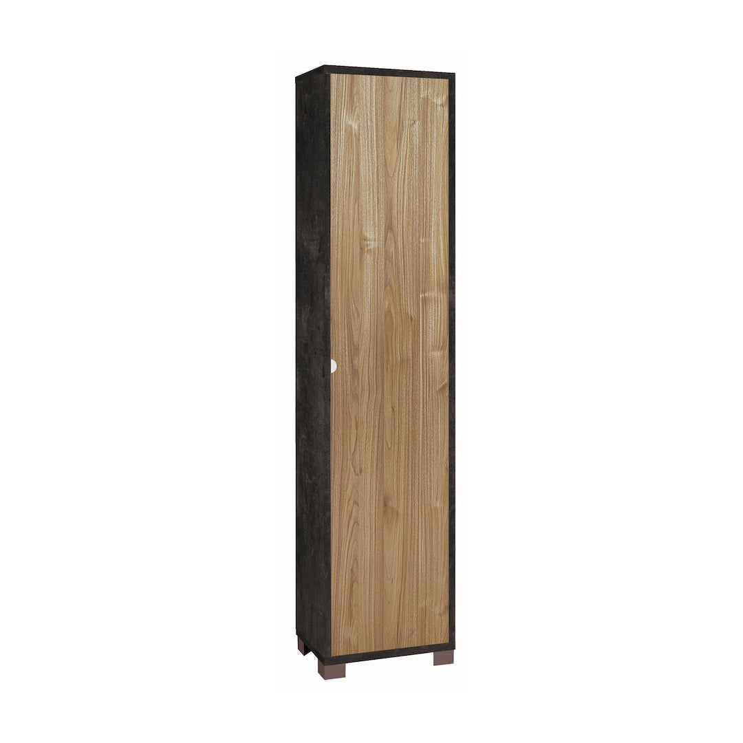 foto del prodotto mobile colonna protaoggetti 1 anta 43x29x190hcm in kit di montaggio colore ossido nero e noce stelvio