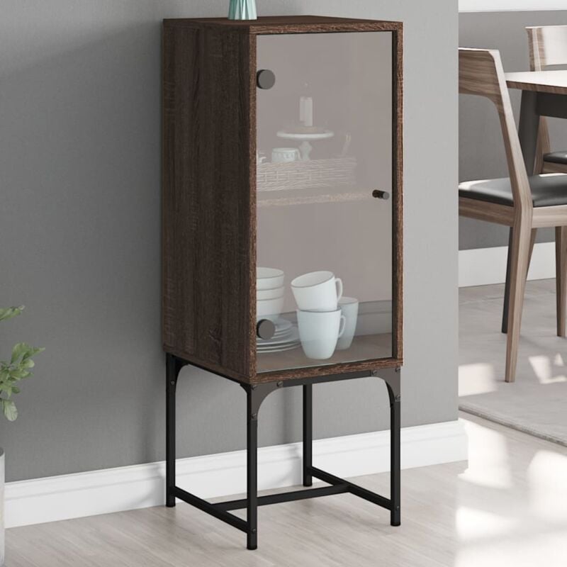 foto del prodotto mobile con anta in vetro rovere marrone 35x37x100 cm vidaxl
