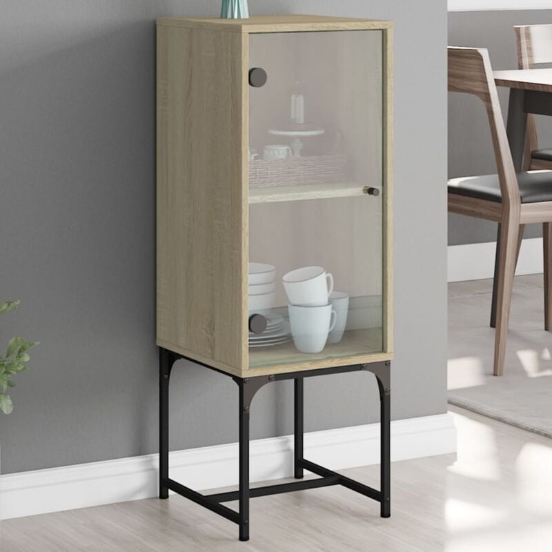 foto del prodotto mobile con anta in vetro rovere sonoma 35x37x100 cm vidaxl