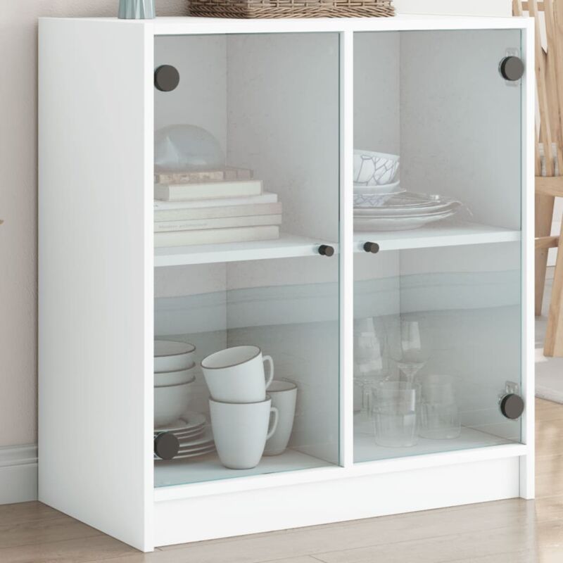 foto del prodotto mobile con ante in vetro bianco 68x37x75,5 cm vidaxl