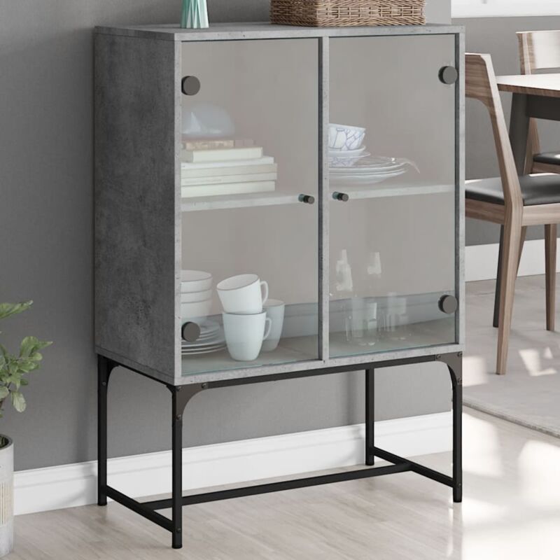 foto del prodotto mobile con ante in vetro grigio cemento 69x37x100 cm vidaxl