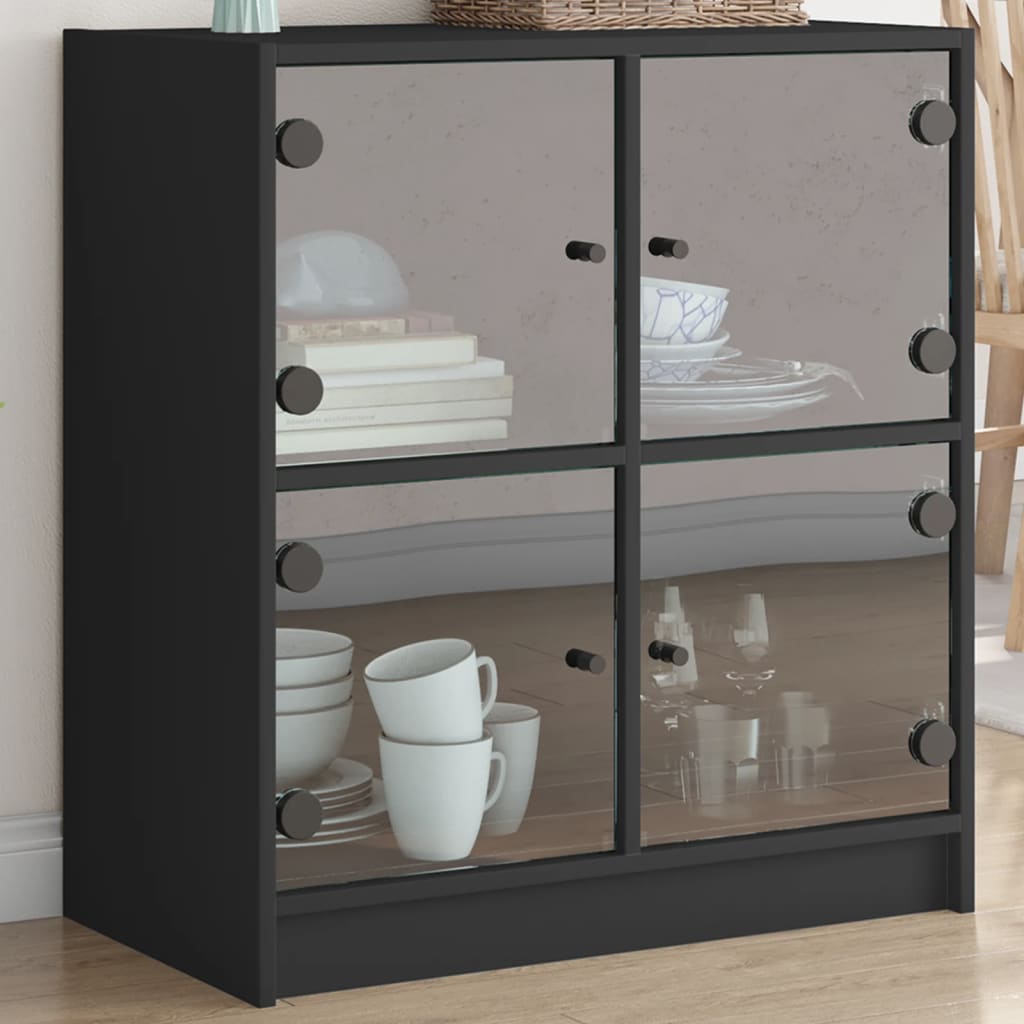 foto del prodotto mobile con ante in vetro nero 68x37x75,5 cm