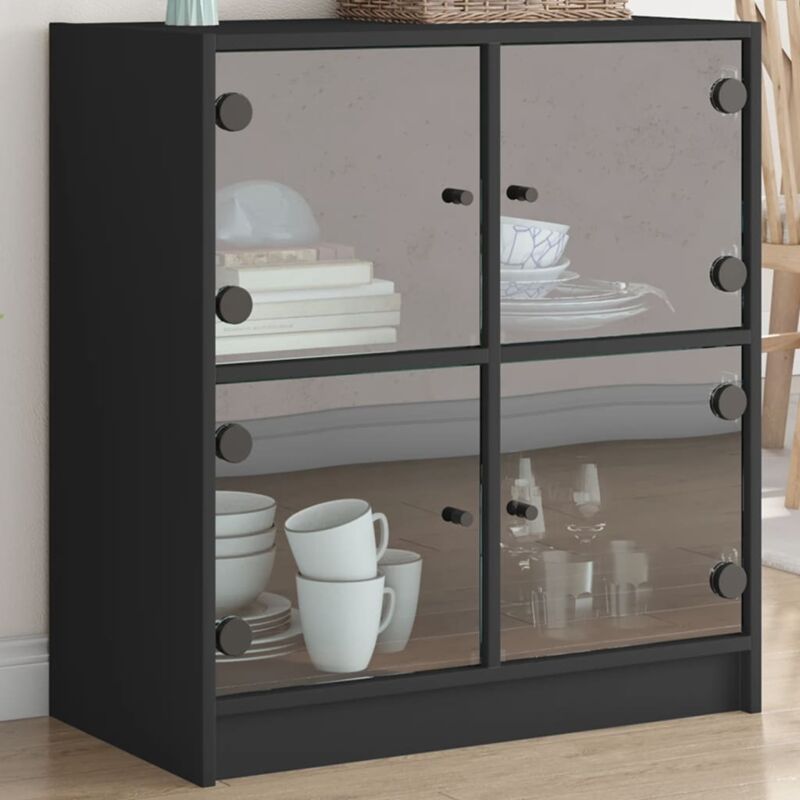 foto del prodotto mobile con ante in vetro nero 68x37x75,5 cm vidaxl