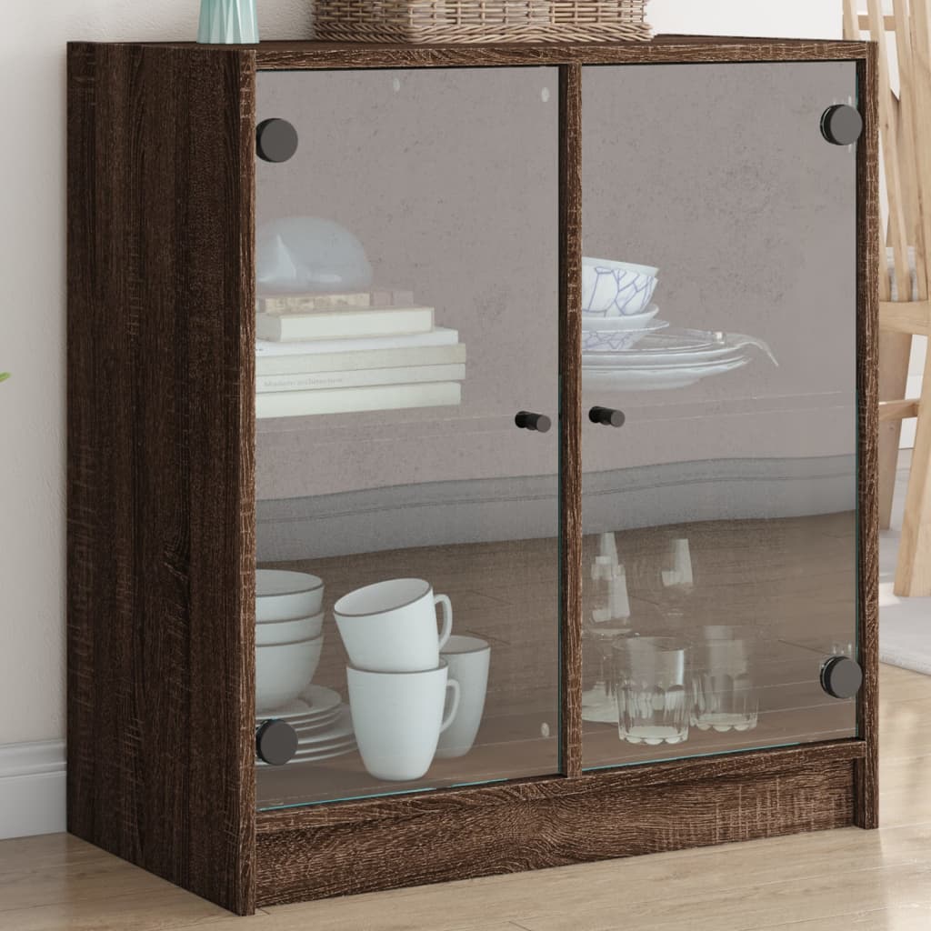 foto del prodotto mobile con ante in vetro rovere marrone 68x37x75,5 cmcod mxl 87136