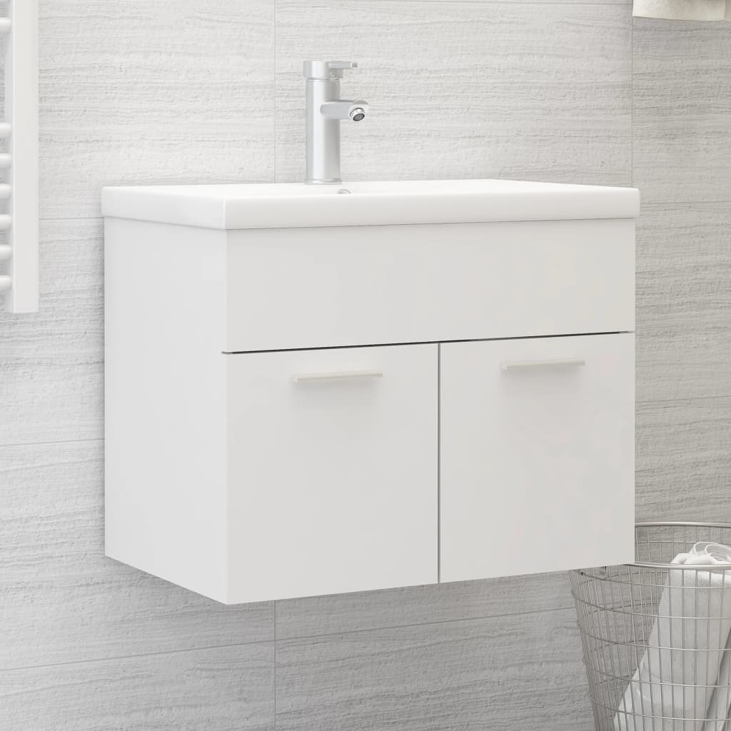 foto del prodotto mobile con lavabo integrato bianco in legno multistrato