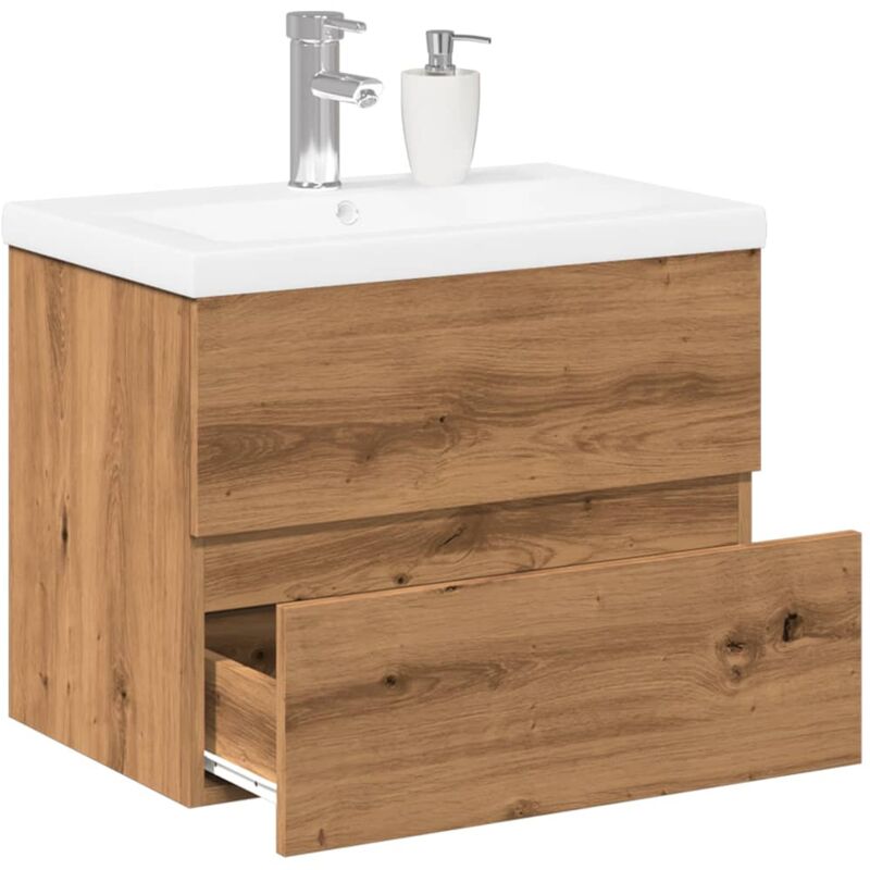foto del prodotto mobile con lavabo integrato rovere artigianale vidaxl
