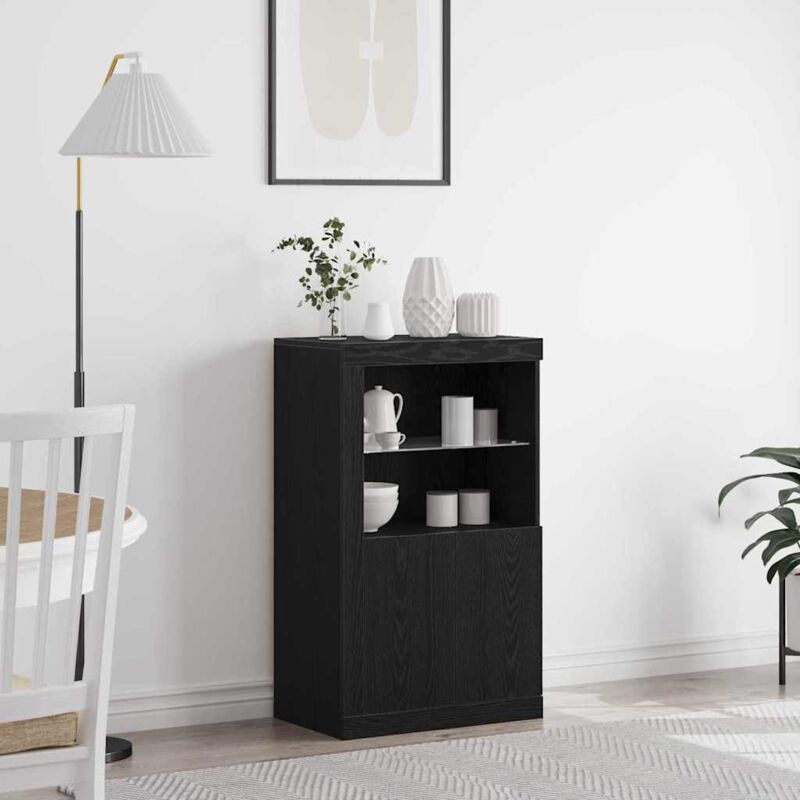 foto del prodotto mobile con luci led rovere nero 60,5x37x100 cm vidaxl