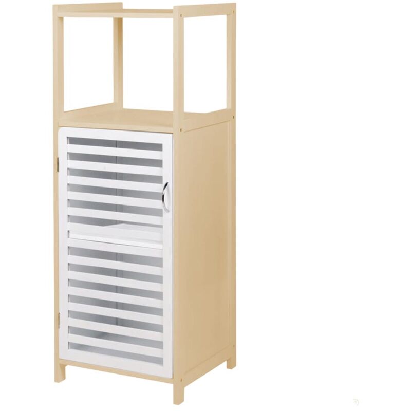 foto del prodotto mobile con sportello multiuso bianco e colore bamboo 36 x 33 x h98 cm maury s
