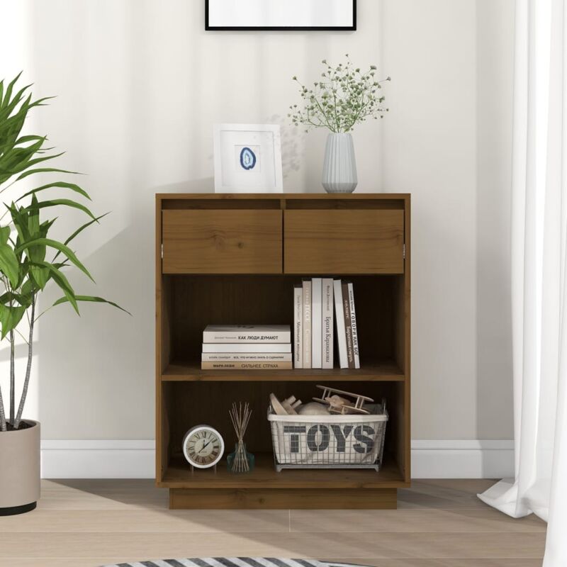 foto del prodotto mobile consolle ambrato 60x34x75 cm in legno massello di pino vidaxl