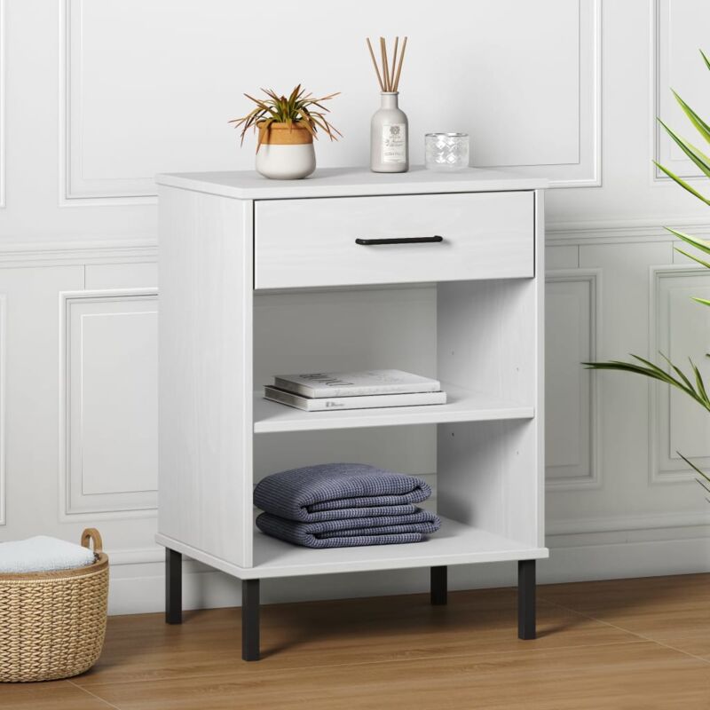 foto del prodotto mobile consolle gambe metallo bianco legno massello pino oslo vidaxl