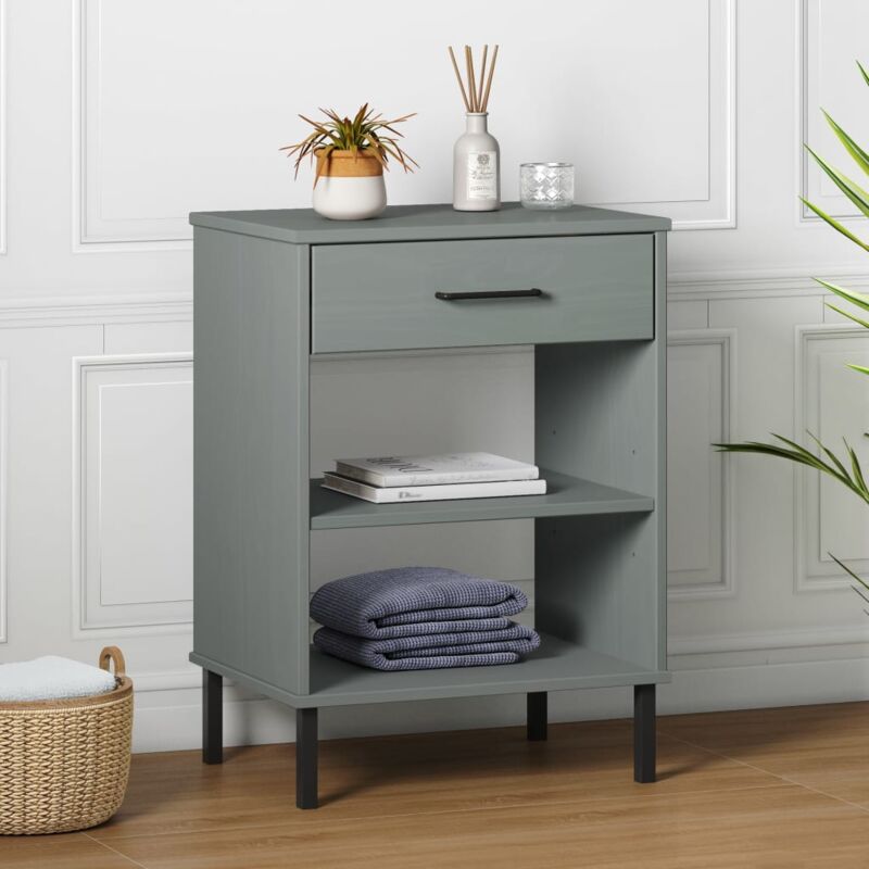 foto del prodotto mobile consolle gambe metallo grigio legno massello pino oslo vidaxl