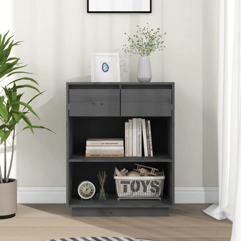 foto del prodotto mobile consolle grigio 60x34x75 cm in legno massello di pino vidaxl