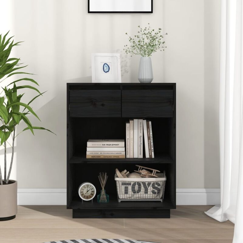 foto del prodotto mobile consolle nero 60x34x75 cm in legno massello di pino vidaxl 766315