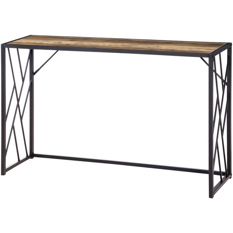 foto del prodotto mobile consolle vintage stile industriale 120x35x75cm in acciaio e legno homcom