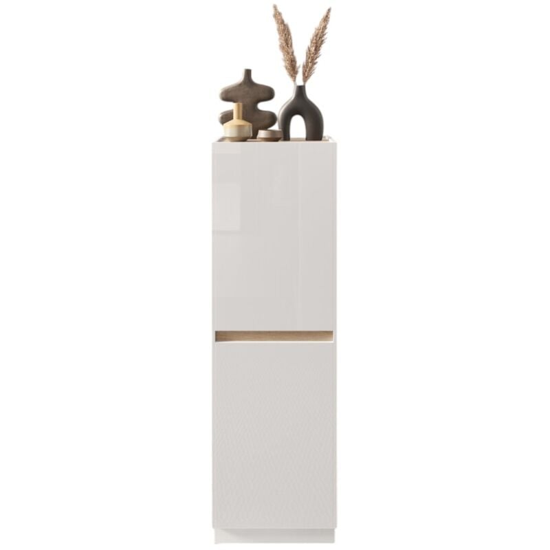 foto del prodotto mobile contenitore fanzy 2 porte bianco lucido rovere chiaro design moderno e funzionale