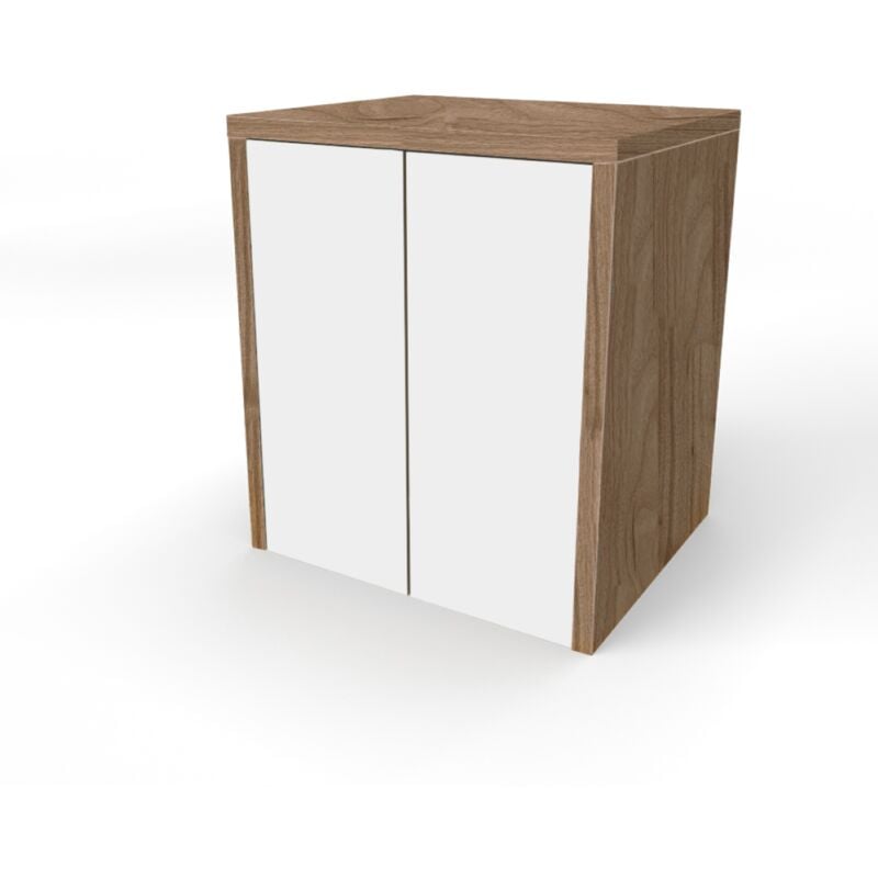 foto del prodotto mobile coprilavatrice in legno 79x91 cm 2 ante bianco e struttura noce