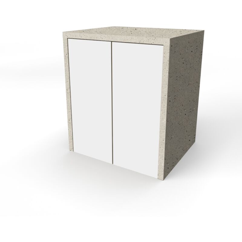 foto del prodotto mobile coprilavatrice in legno 79x91 cm 2 ante bianco e struttura pietra