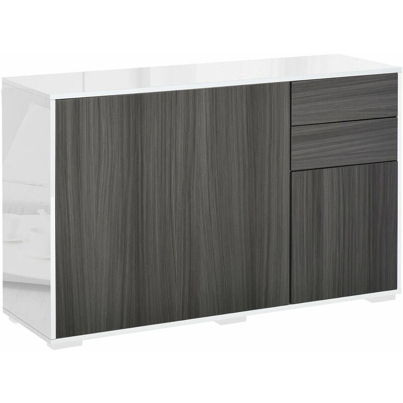 foto del prodotto mobile credenza 2 ante 2 cassetti 117x36x74 cm in legno bianco e grigio scuro