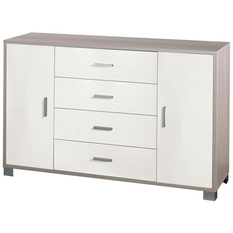 foto del prodotto mobile credenza 2 ante 4 cassetti bianco olmo madia contenitore buffet salotto