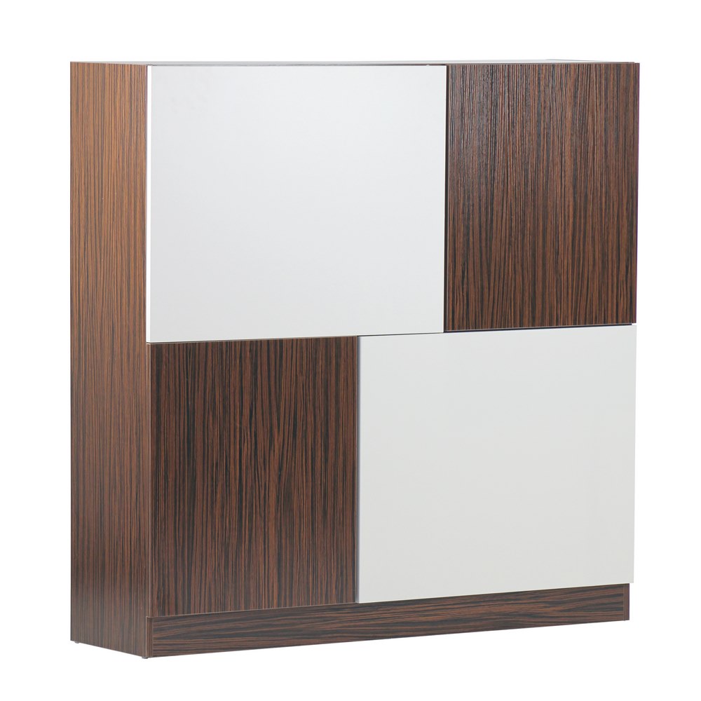 foto del prodotto mobile credenza 4 ante 115x115x30 cm zebrano e bianco opaco