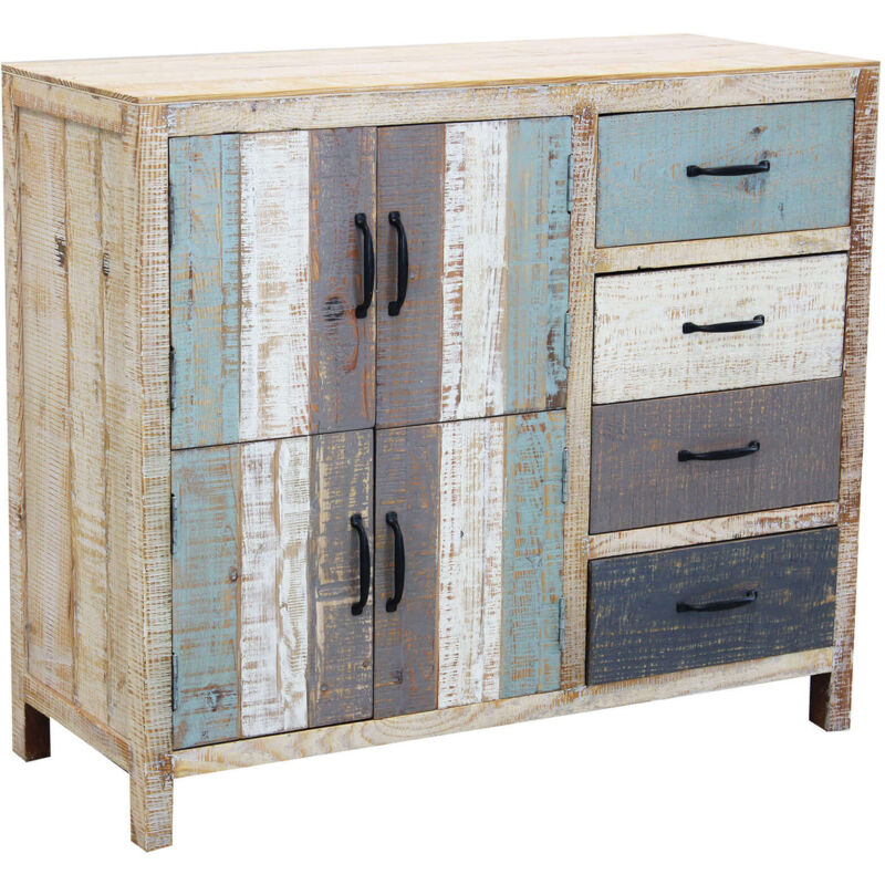 foto del prodotto mobile credenza da ingresso in legno colorato con 4 cassetti e 4 ante clarence