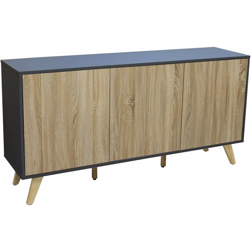 foto del prodotto mobile credenza da interno salotto moderno in legno nobilitato bilaminato con ante push and pull linea elegance antracite e legno naturale