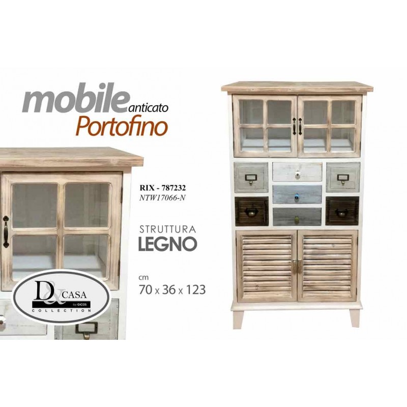 foto del prodotto mobile credenza vetrina cm 70 x 36 x 123 h anticato