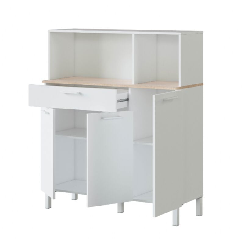 foto del prodotto mobile cucina 108x40x126 cm bianco opaco e rovere canadese con 3 ante e 1 cassetto fanaro