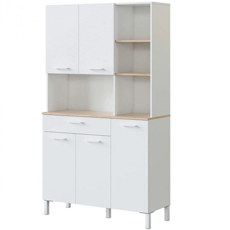 foto del prodotto mobile cucina 108x40x186 cm bianco opaco e rovere canadese con 5 ante e 1 cassetto fanaro