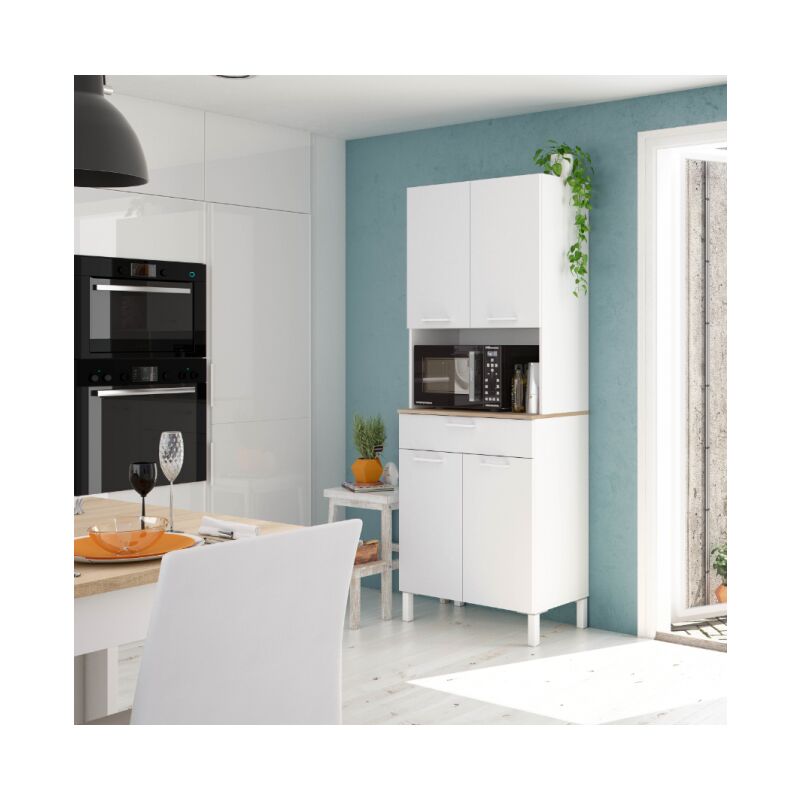 foto del prodotto mobile cucina 72x40x186 cm bianco opaco e rovere canadese con 4 ante e 1 cassetto fanaro