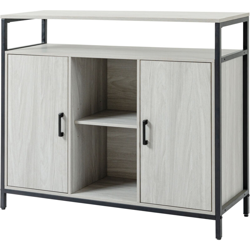 foto del prodotto mobile cucina con 2 armadietti e ripiani grigio chiaro 100x34x87.2cm homcom