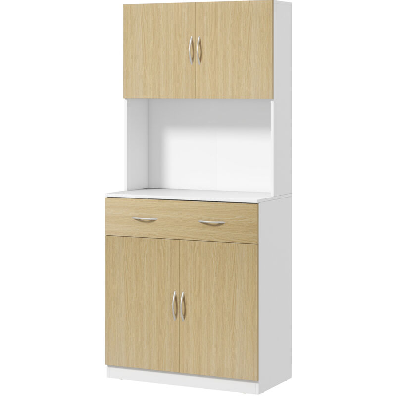 foto del prodotto mobile cucina con armadietti e cassetto alto 180cm colore legno homcom